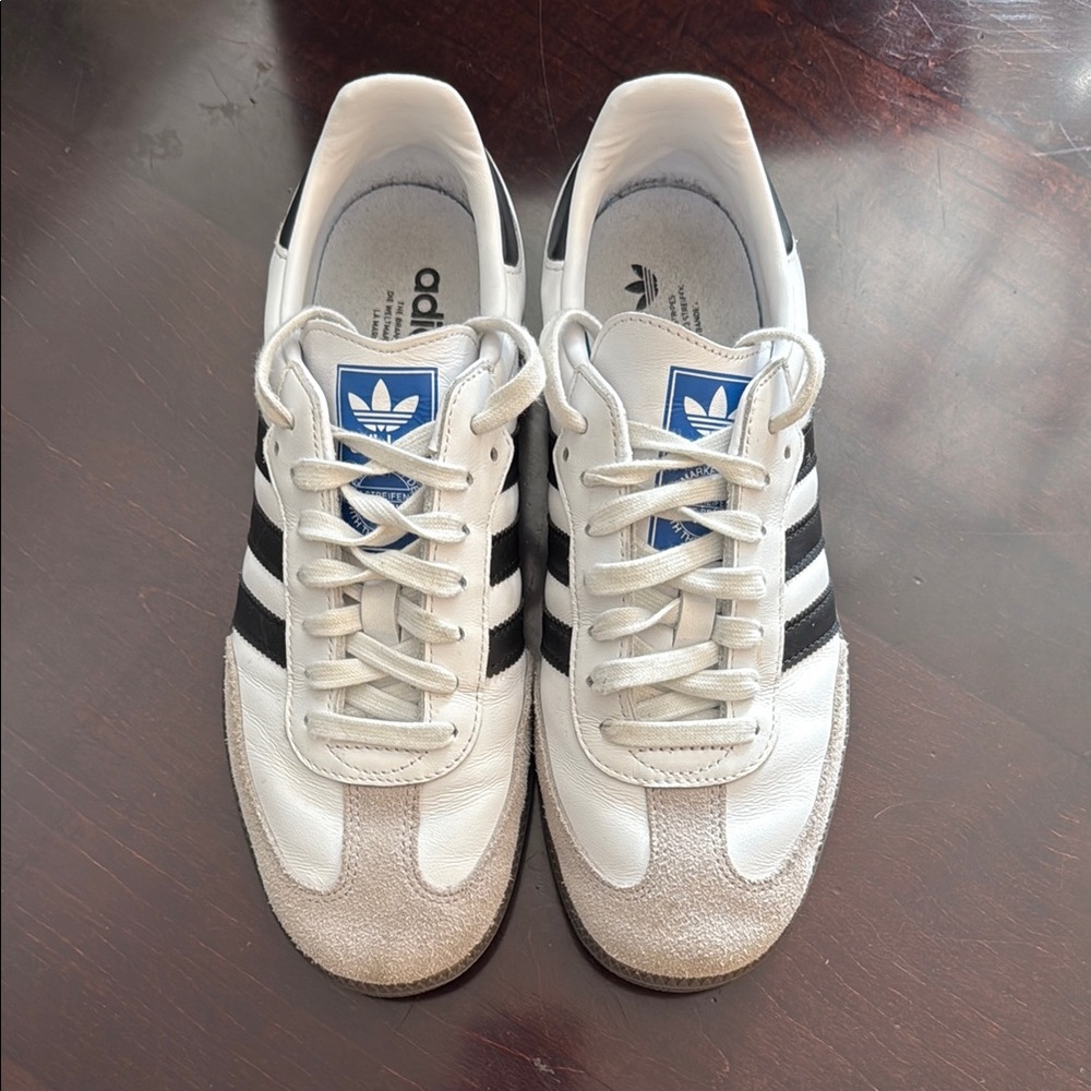 Adidas White and Black Sambas Sneakers